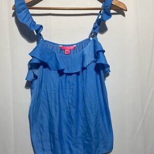 Lilly Pulitzer Vibrant Blue Ruffle Camisole xs beautiful